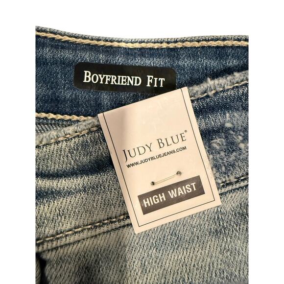 NWT Judy Blue W 9/29 High-Rise Destroyed Confetti Paint Boyfriend Jeans - Picture 7 of 9